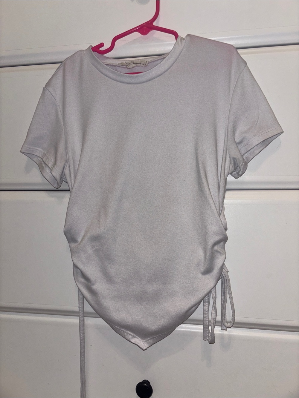 Women's Short Sleeve White Cinch Tee